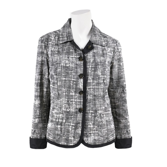 WEEKEND MAX MARA Women's Black/White Reversible Jacket Solid/Crosshatch Size 10 - Picture 10 of 15